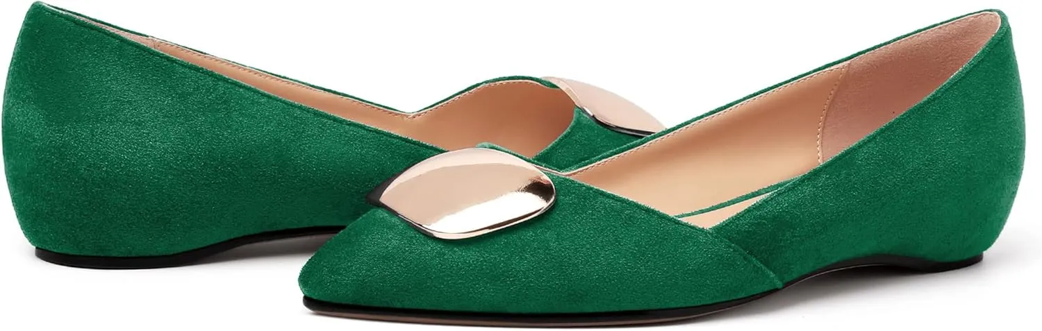 YODEKS Women Flats Low Heel Slip On Closed Pointed Toe Dress Ballet Flat Shoes