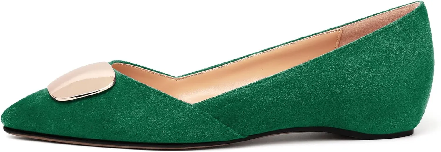 YODEKS Women Flats Low Heel Slip On Closed Pointed Toe Dress Ballet Flat Shoes