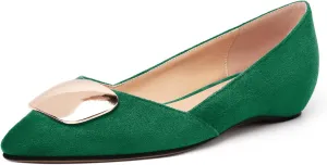 YODEKS Women Flats Low Heel Slip On Closed Pointed Toe Dress Ballet Flat Shoes