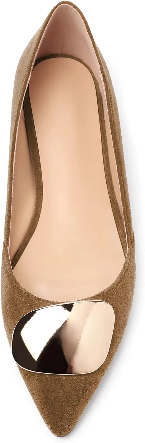 YODEKS Women Flats Low Heel Slip On Closed Pointed Toe Dress Ballet Flat Shoes