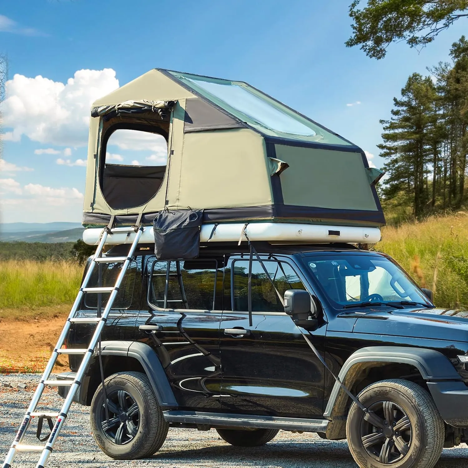 YOLENY Inflatable Tents for Camping, 4/6/8/10/12 Person Tent with TPU Skylight, Mesh Windows, Stove Jack & Pump, Easy Setup 4 Season Glamping Tent, Waterproof & Windproof