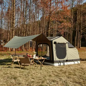 YOLENY Inflatable Tents for Camping, 4/6/8/10/12 Person Tent with TPU Skylight, Mesh Windows, Stove Jack & Pump, Easy Setup 4 Season Glamping Tent, Waterproof & Windproof