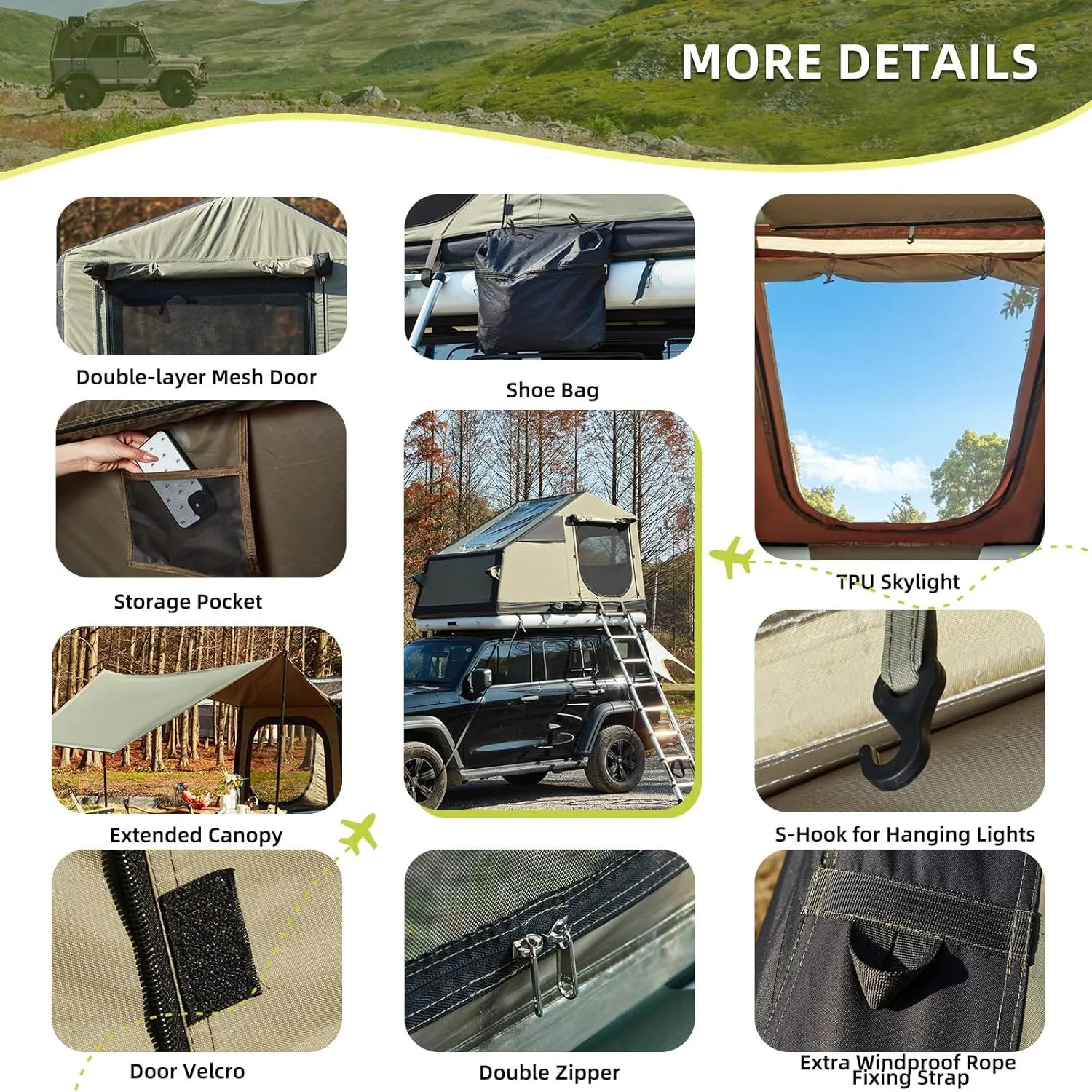 YOLENY Inflatable Tents for Camping, 4/6/8/10/12 Person Tent with TPU Skylight, Mesh Windows, Stove Jack & Pump, Easy Setup 4 Season Glamping Tent, Waterproof & Windproof