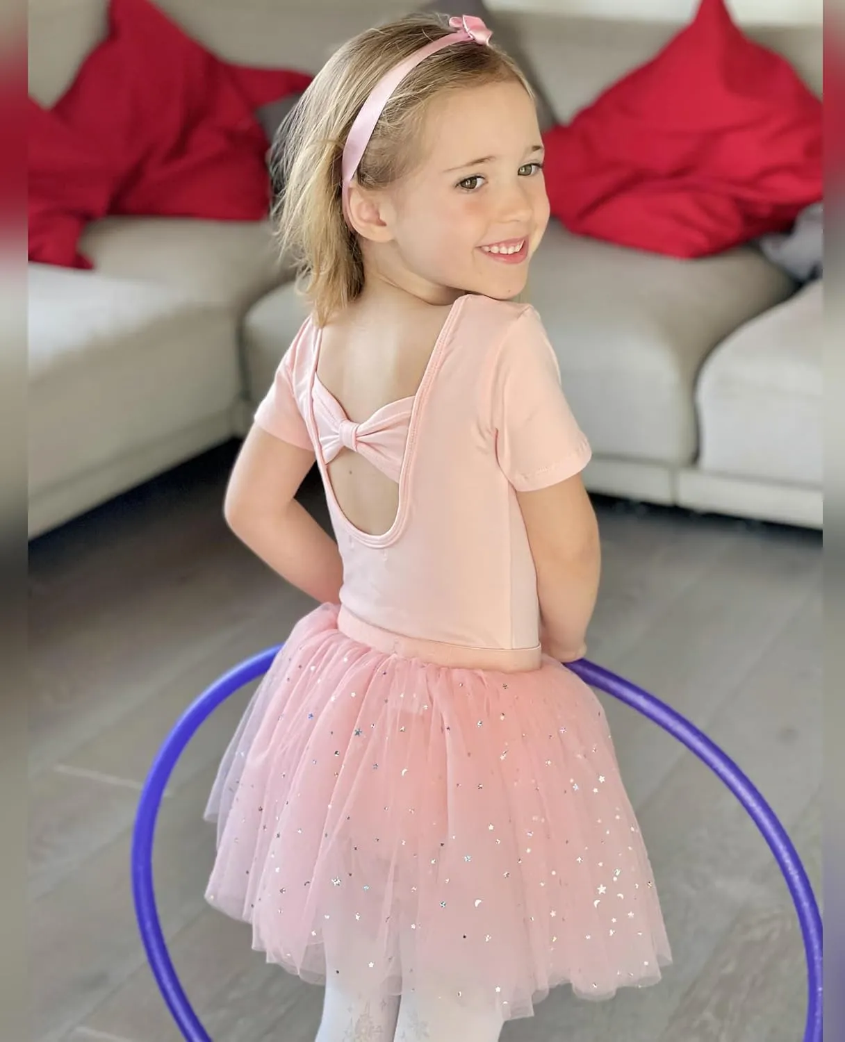 Zaclotre Girls Ballet Leotards Short Sleeve Bow Back Tutu Ballerina Costume Toddler Dance Dress Outfit Combo