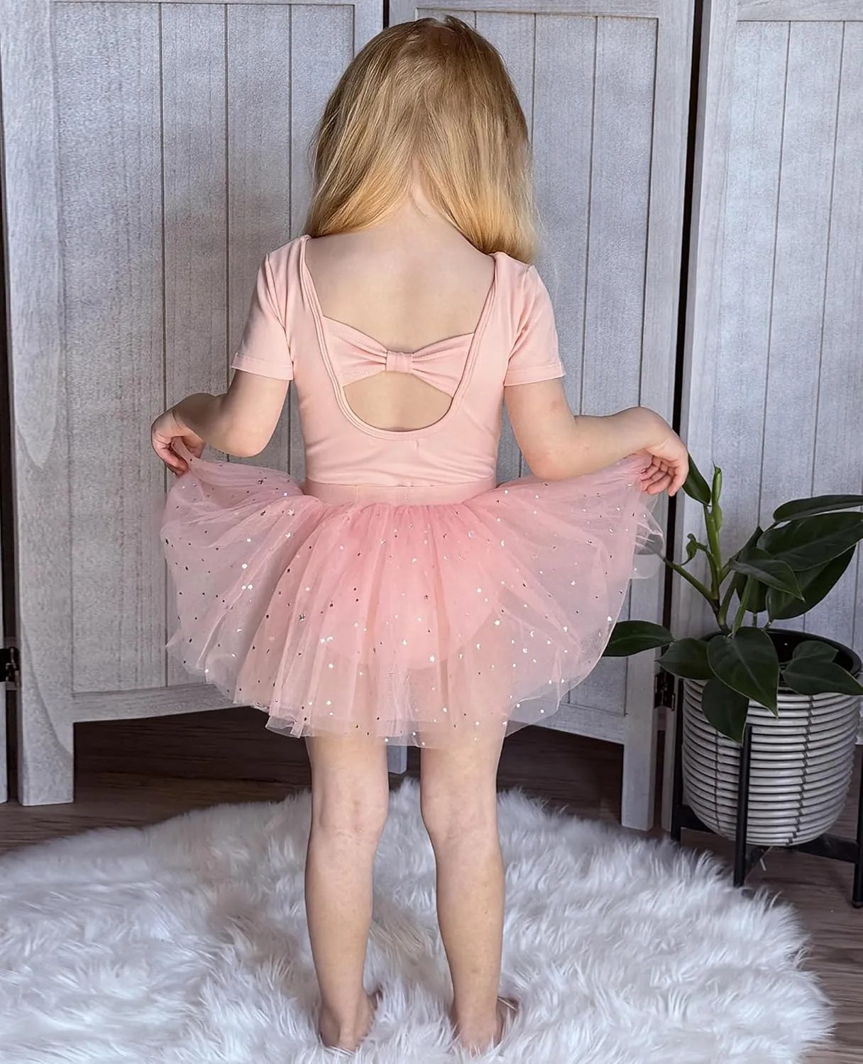 Zaclotre Girls Ballet Leotards Short Sleeve Bow Back Tutu Ballerina Costume Toddler Dance Dress Outfit Combo