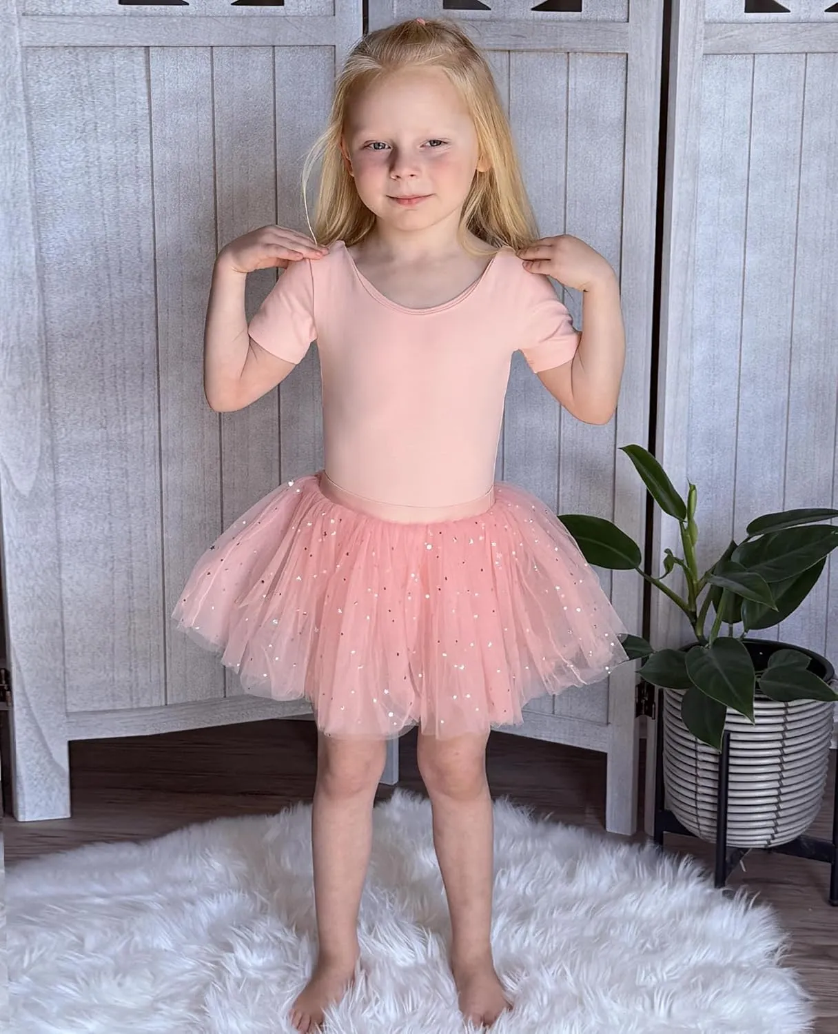 Zaclotre Girls Ballet Leotards Short Sleeve Bow Back Tutu Ballerina Costume Toddler Dance Dress Outfit Combo