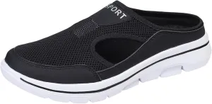 ZWRXW Mules for Women Breathable Mesh Walking Mules Sneakers Open Back Slip On Shoes Lightweight Breathable Comfortable Walking Shoes Closed Toe Slides with Arch Support Orthopedic Slippers