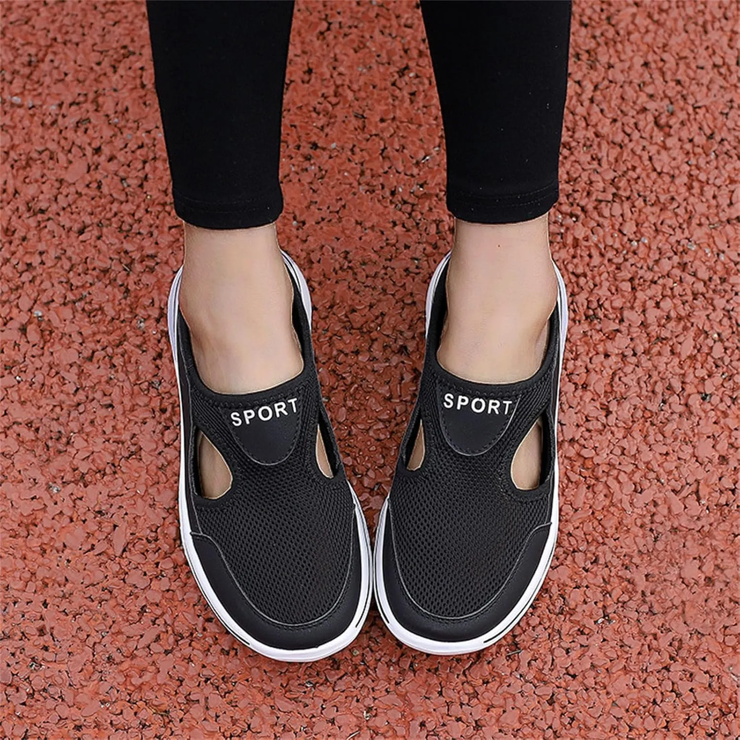 ZWRXW Mules for Women Breathable Mesh Walking Mules Sneakers Open Back Slip On Shoes Lightweight Breathable Comfortable Walking Shoes Closed Toe Slides with Arch Support Orthopedic Slippers