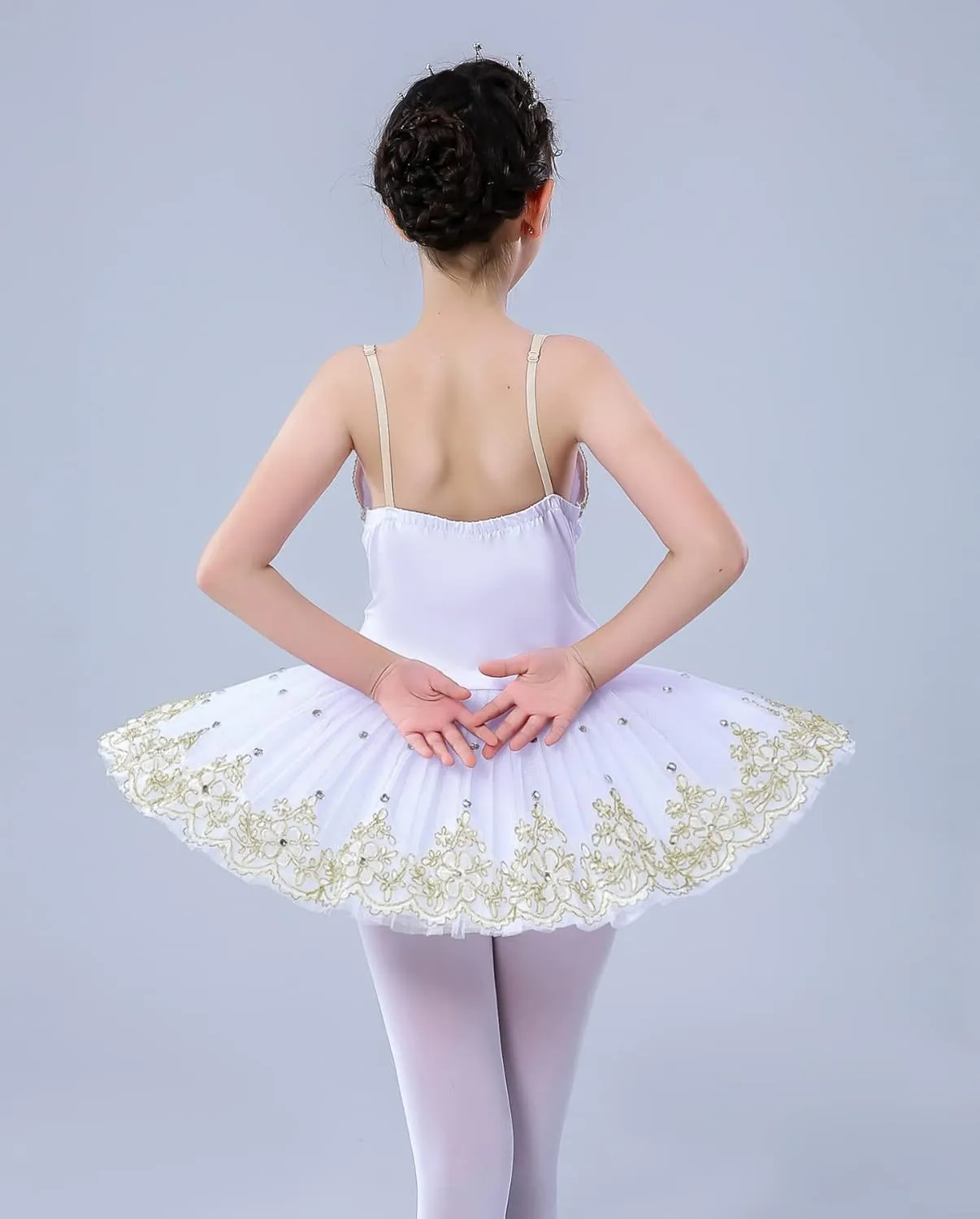 ZX Girls Camisole Skirted Leotard Ballet Dress Sparkle Lace Swan Lake Tutu Ballerina Costumes for Competition 4-13Y