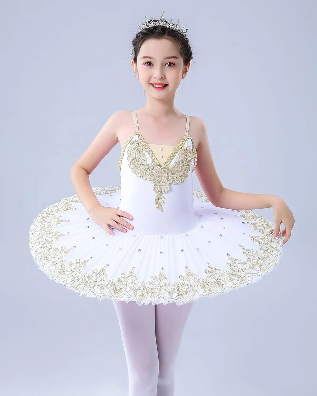 ZX Girls Camisole Skirted Leotard Ballet Dress Sparkle Lace Swan Lake Tutu Ballerina Costumes for Competition 4-13Y