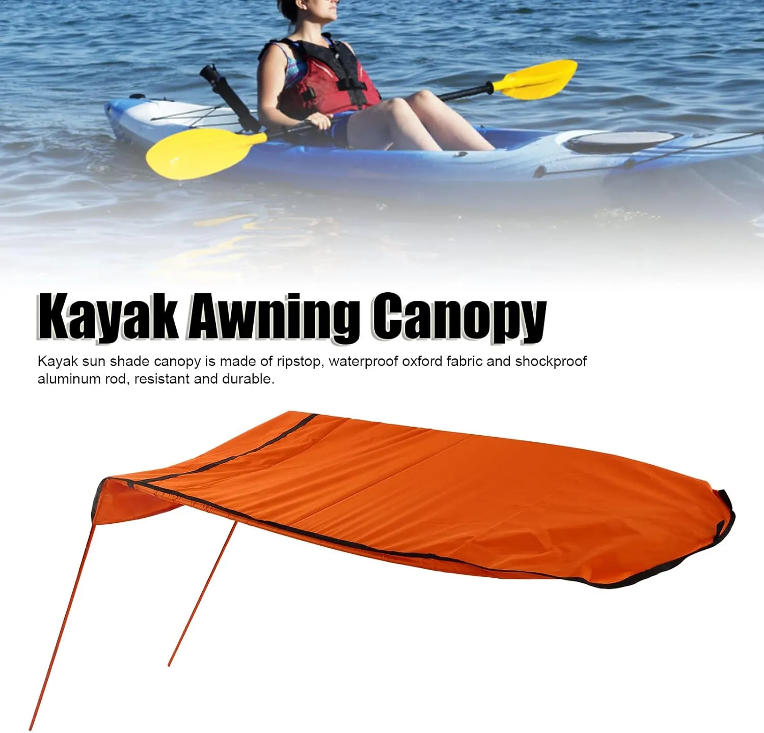 Zyyini Kayak Sun Shade Canopy, Canoe Kayak Boat Sun Shade Canopy,Canopy with Storage Bag for Inflatable Boat,Foldable Easy to Install Portable Kayak Sunshade Awnin
